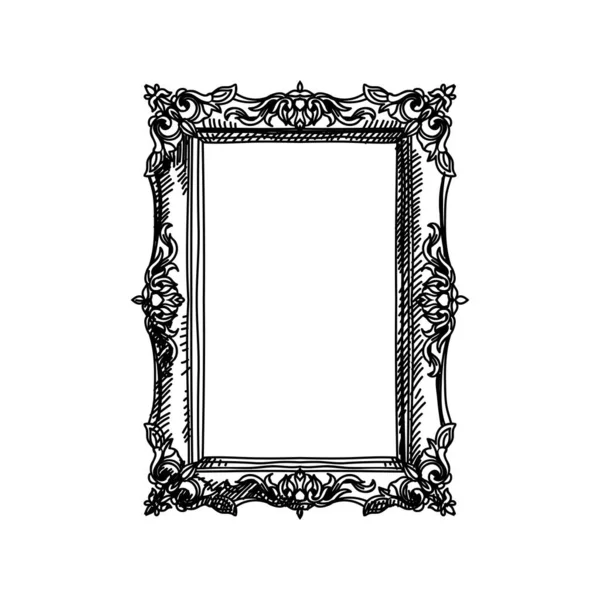 Retro frame, monochrome hand drawn vector illustration. — Stock Vector