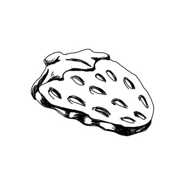 Çilekli jöle şekeri, retro el çizimi vektör çizimi. Tatlı tatlı, eskiz klasik kabartma beyaz arka planda izole edilmiş..