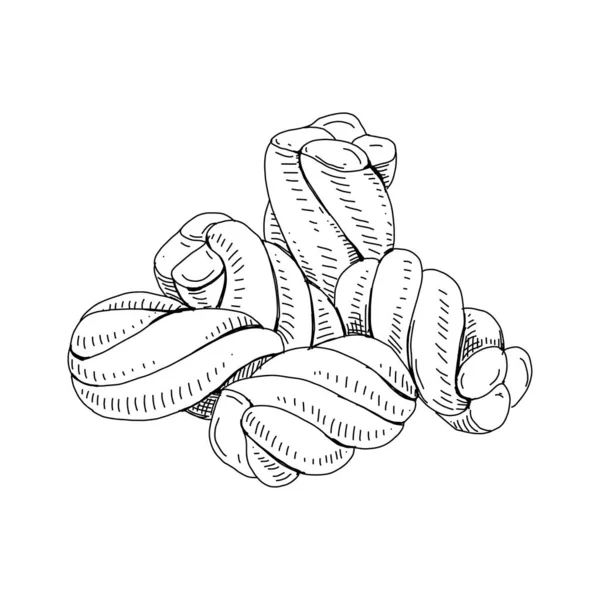 Tumpukan Permen Marshmallow Memutar Ilustrasi Vektor Gambar Tangan Retro Makanan - Stok Vektor