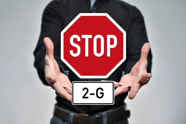 Man Holds Stop Sign Covid Stop Only Entrance Royalty Free Stock Photos