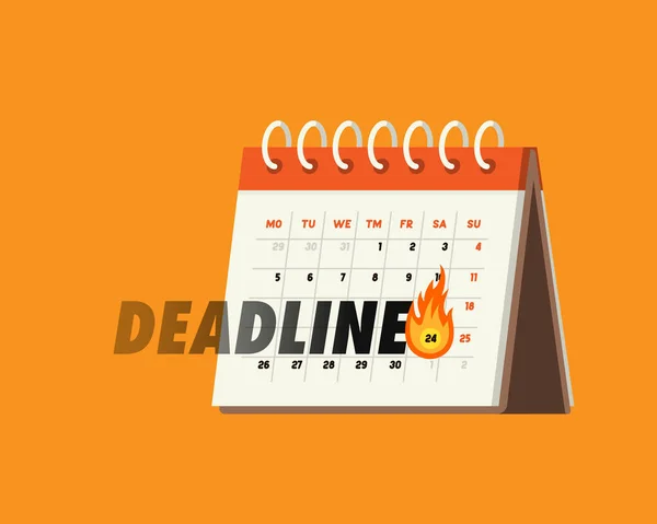 Uiterste Datum Kalender Met Een Naderende Deadline Oranje Achtergrond — Stockfoto