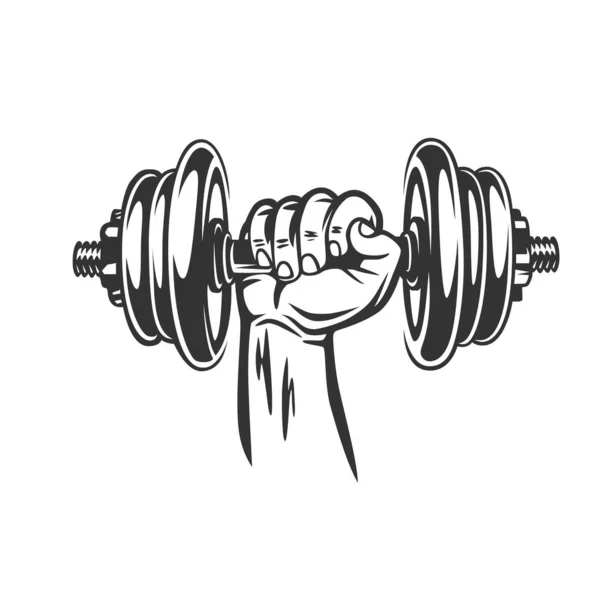 Hand Holds Dumbbell Illustration Theme Fitness — Stock Photo, Image