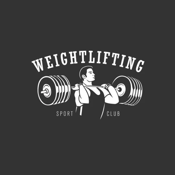 Gewichtheber Logo Auf Schwarzem Hintergrund Thema Fitness Und Gewichtheben — Stockfoto