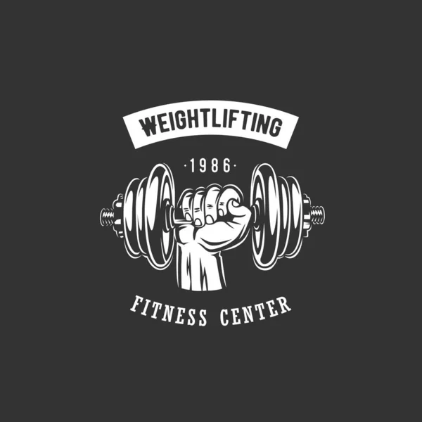Fitness Und Gewichtheben Logo Mit Kurzhantel Illustration — Stockfoto