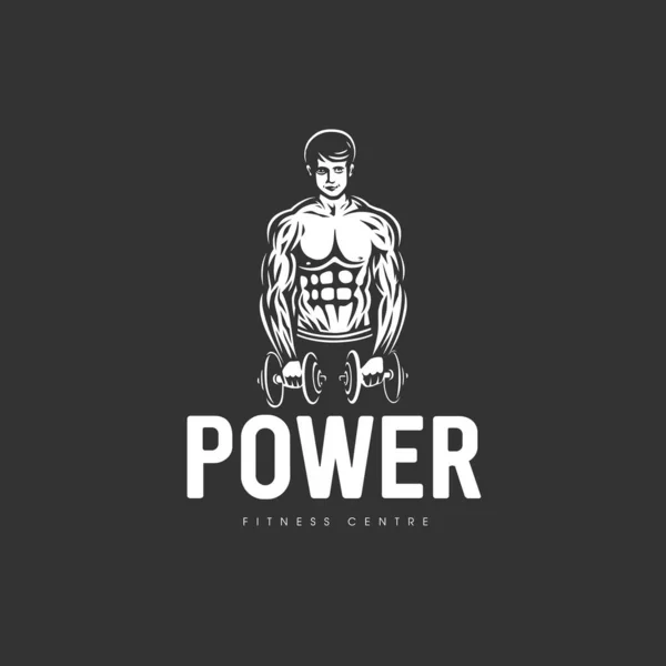 Logo Con Imagen Hombre Musculoso Sobre Tema Fitness Levantamiento Pesas — Foto de Stock