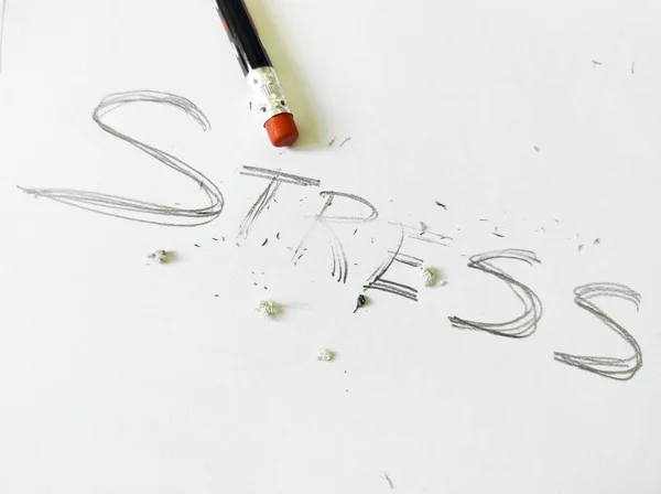 stress relief and management concept - pencil erases stress