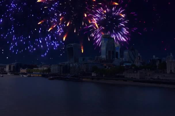Londra Nuovo Anno Fuochi Artificio Filmato — Video Stock