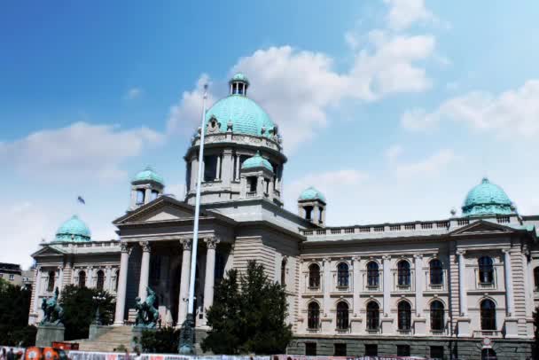 Republiken Serbiens Nationalförsamling Belgrad Timelapse — Stockvideo