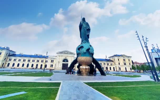 세르비아 베오그라드 광장에 스테판 네마냐 기념비의 — 비디오