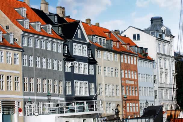 Nyhavn Distrito Costero Del Siglo Xvii Situado Copenhague Time Lapse — Vídeo de stock