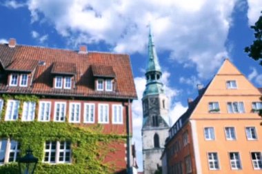 Kreuzkirchhof manzarası, Hannover Kreuzstrase antik binalar, Almanya