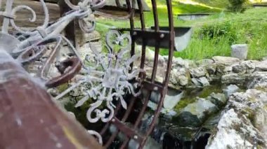 Footage of vintage watermill building - constration