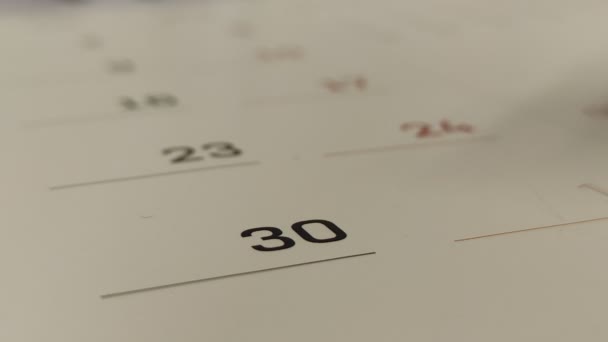 Man Circling Event Date Reminder Month Calendar 30Th Day Month — Vídeos de Stock