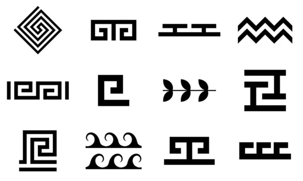 Chave grega. Conjunto de símbolos islâmicos geométricos árabes. — Vetor de Stock