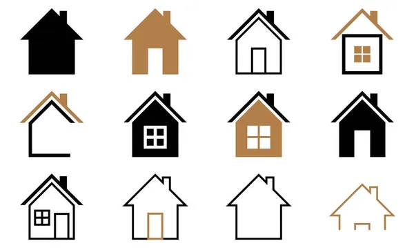 House vector icons Set logo symbols on white — Stock Vector