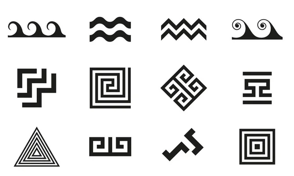 Греческий ключ. Набор геометрических символов арабского языка. — стоковый вектор