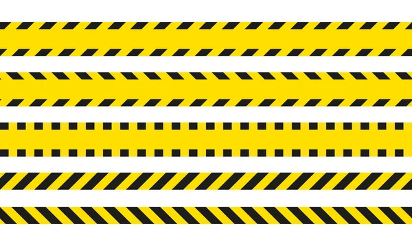 黄色と黒の危険のリボン。警察行、犯罪シーンを組まない、建設サイト道路 — ストックベクタ