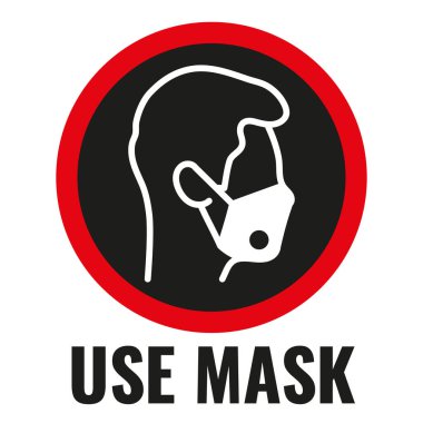 Beyaz arkaplanda izole edilmiş bir maske bilgi işaretinin zorunlu kullanımı