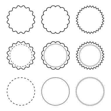 Yuvarlak dekoratif etiketler çerçeve kümesi