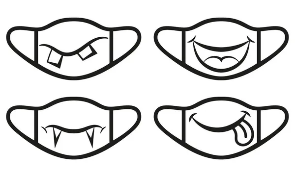 Bonito engraçado sorriso máscara facial em desenho animado ilustração design de estilo gráfico — Vetor de Stock