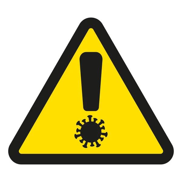 Signo de triángulo de advertencia amarillo Covid-19. Icono del vector Coronavirus. — Vector de stock