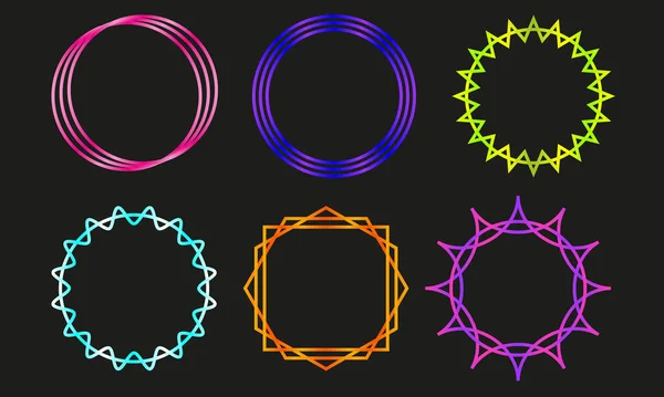 Vektorová sada neonových rámců různých barev a tvarů — Stockový vektor
