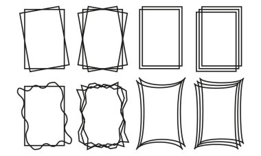 Dikdörtgen şekilli siyah geometrik çerçeveler. Art deco biçimi