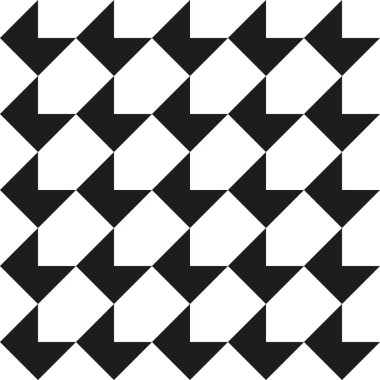 Beyaz arkaplanda siyah üçgenli soyut süs. Geometrik dikişsiz doku