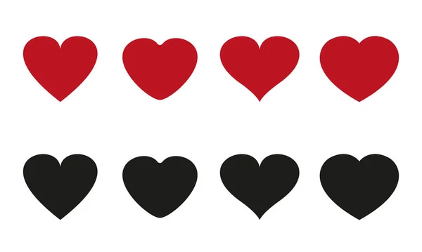 Zestaw ikon miłosnych. Czerwone i czarne serca. Różne kształty Romantyczny Valentine abstrakcyjna kolekcja serca — Wektor stockowy