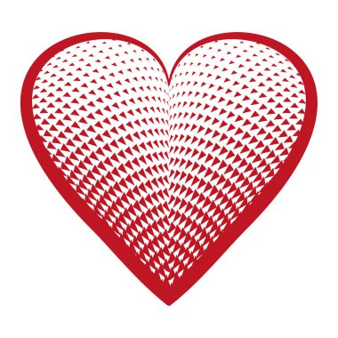 Üçgenli yarım ton şeklinde kırmızı vektör kalp.