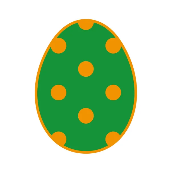 Закрашенное зелёное яйцо с точечным рисунком, изолированным на белом. Счастливая Пасха — стоковый вектор
