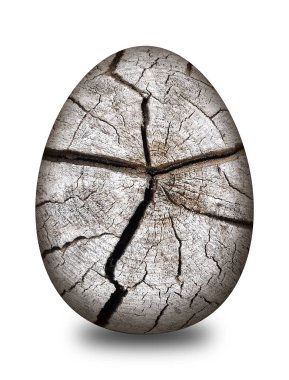 Kahverengi yumurta ikonu beyaz arka planda izole edilmiş. Mutlu Paskalyalar. Tahta Yumurta İllüstrasyonu