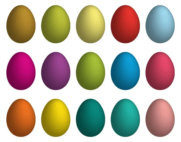 Establecer huevos de Pascua con efecto realista sobre fondo blanco, efecto 3d. Ilustración aislada vectorial — Vector de stock