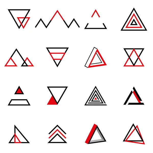 Zestaw ikon trójkątów. Zbiór trójkątów. Symbol jakości Premium. Znak wektora — Wektor stockowy