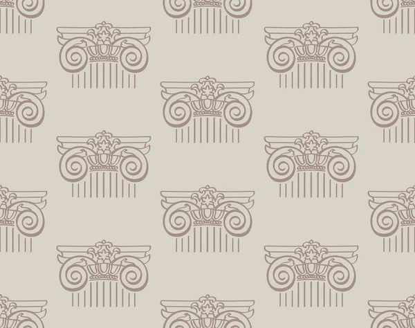 Diseño clásico con antiguas columnas de orden iónico. Patrón sin costura vectorial — Vector de stock