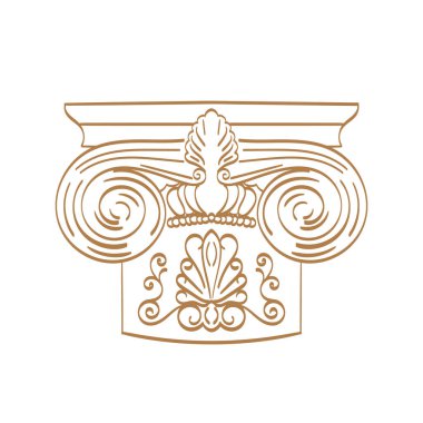 Klasik sütun mimari öğesi. El çizimi sütun şekli