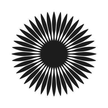 Beyaz arkaplanda izole edilmiş vektör düz siyah çiçek