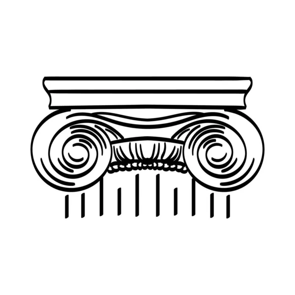 Elemento de arquitetura clássica da coluna. Forma de coluna desenhada à mão — Vetor de Stock