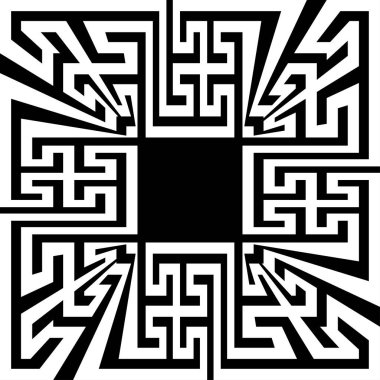 Yunan anahtar sınır çerçevesi. Tipik Mısırlı, Suriyeli ve Yunan dürtüleri. Arapça geometrik doku.