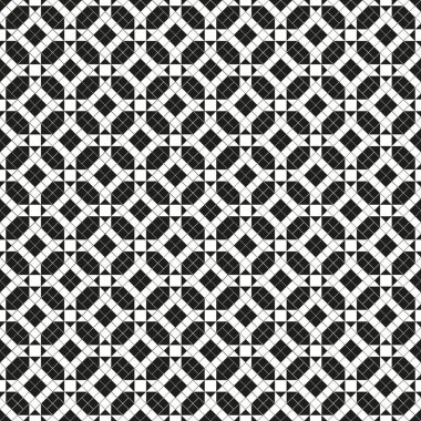 Çizgili ve fayanslı kusursuz vektör deseni. Soyut geometrik arkaplan. Siyah ve beyaz stil dokusu.