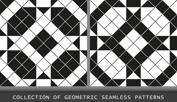 Motifs Géométriques Sans Couture Noir Blanc Avec Lignes Diagonales Collection — Image vectorielle