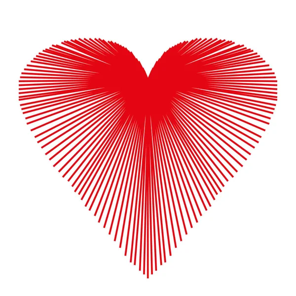 Serce Promieniami Wektor Miłość Vintage Liniowy Symbol Izolowane Białym Tle — Wektor stockowy