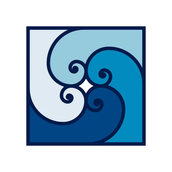 Хвильовий Дизайн Логотипу Векторний Квадратний Логотип Вихрового Акваріума Або Емблема — стоковий вектор