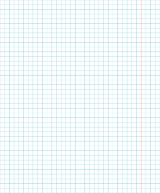 Standart okul defteri. Kırmızı alanlarla matematik için kare içinde bir sayfa. Vektör illüstrasyon arka planı.