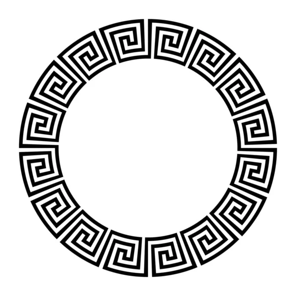 Clé Grecque Antique Motif Cadre Noir Bordure Antique Ronde Grèce — Image vectorielle
