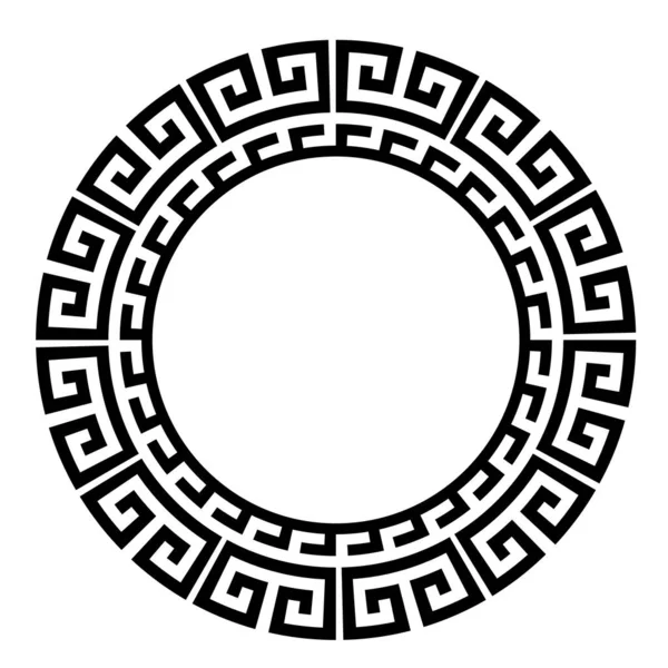 Clé Grecque Antique Motif Cadre Noir Bordure Antique Ronde Grèce — Image vectorielle