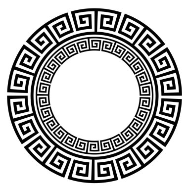 Yunan yuvarlak çerçevesi. Yunanistan 'dan antik sınır etrafında antik Yunan anahtar siyah çerçeve deseni.
