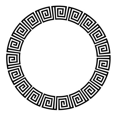 Yunan yuvarlak çerçevesi. Yunanistan 'dan antik sınır etrafında antik Yunan anahtar siyah çerçeve deseni.