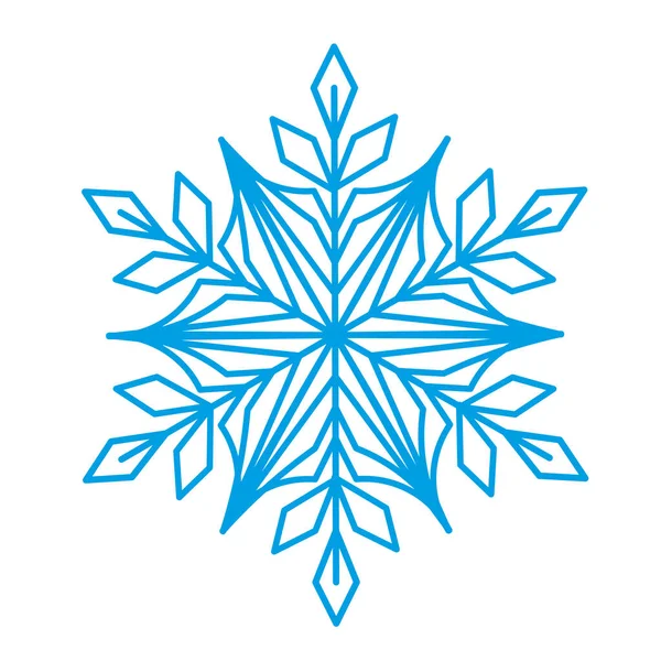 Sneeuwvlok Symbool Blauw Silhouet Geïsoleerd Witte Achtergrond — Stockvector