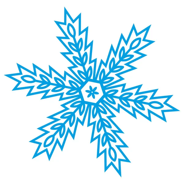 Símbolo Copo Nieve Silueta Azul Aislado Sobre Fondo Blanco — Vector de stock